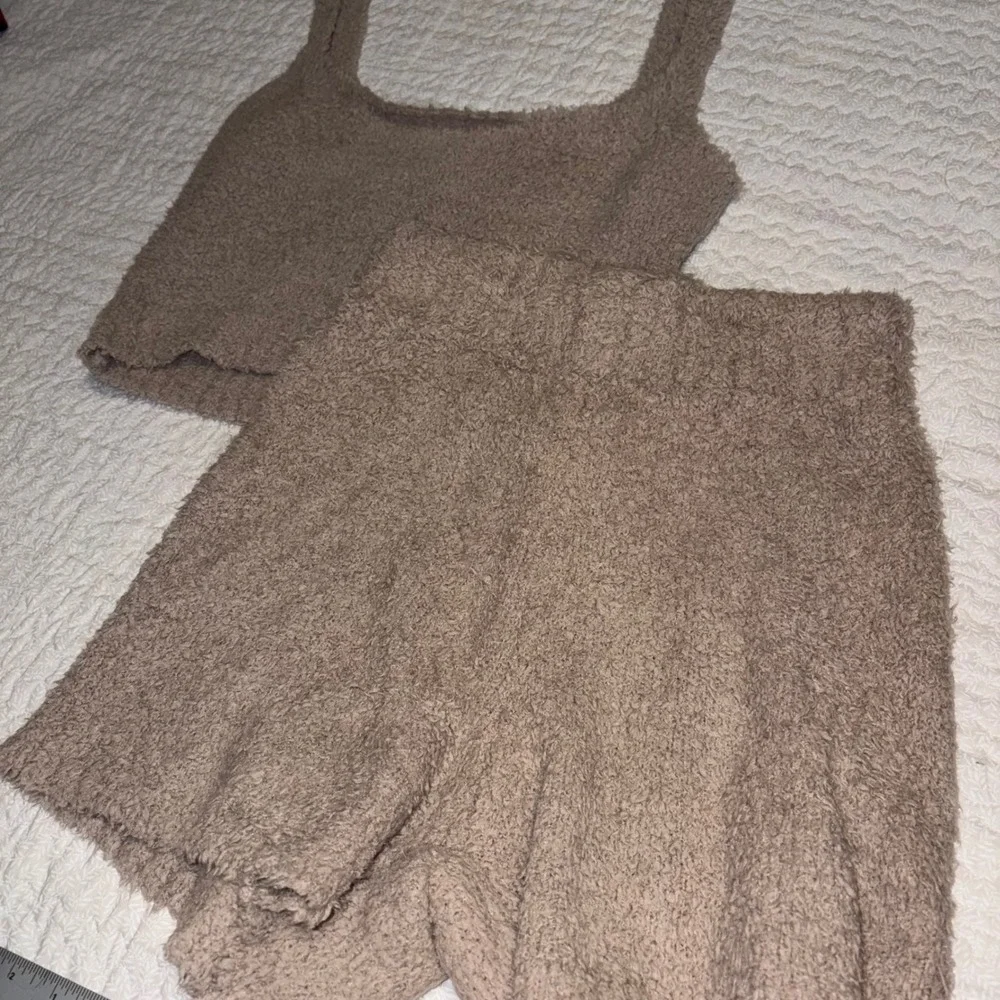 SKIMS Cozy Knit Tank and Short Set Dusk Brown Boucle Lounge Set SM